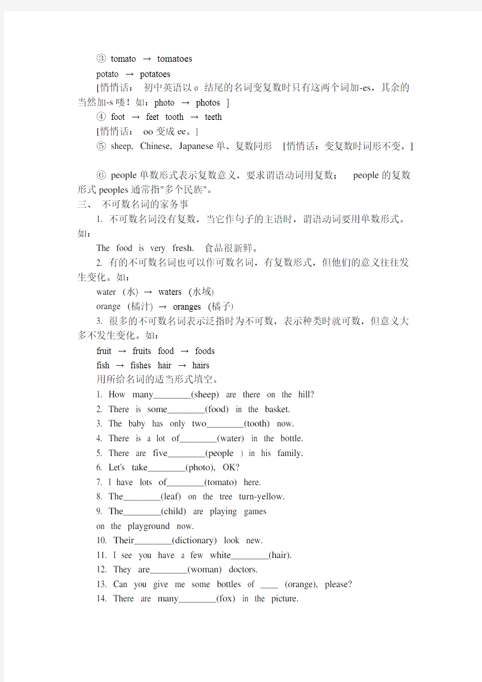 (完整版)小学英语语法总结全集