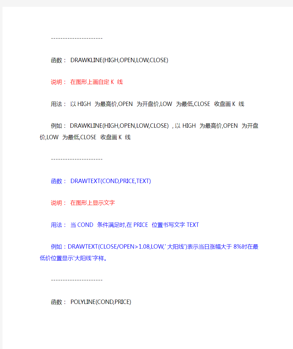 通达信指标公式编写教程绘图函数DRAWLINEDRAWTEXT等