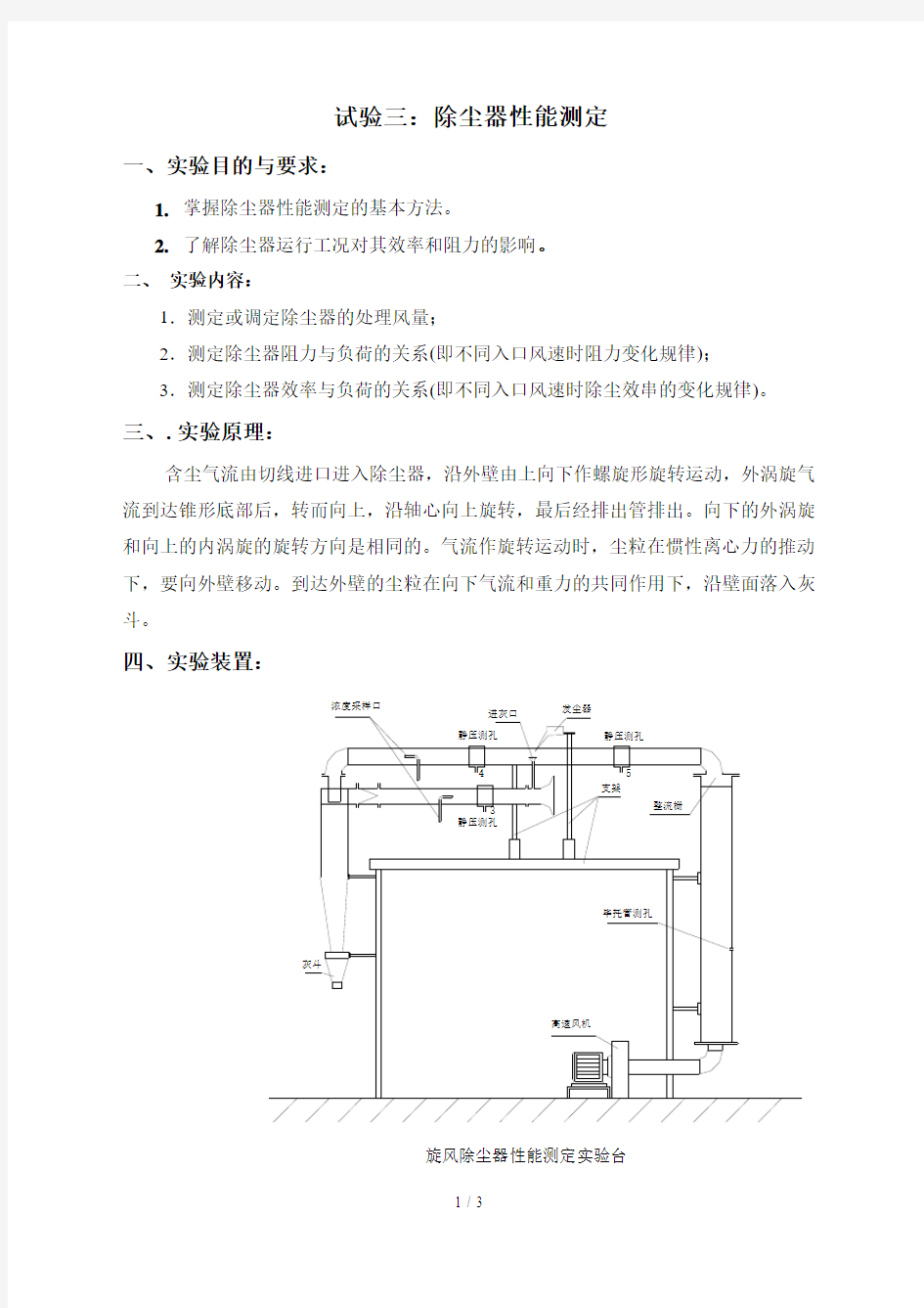 实验除尘器性能测定