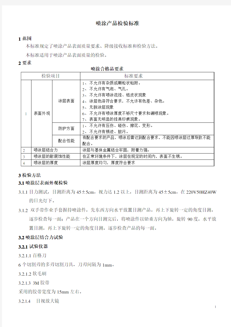 油漆表面质量检验规范