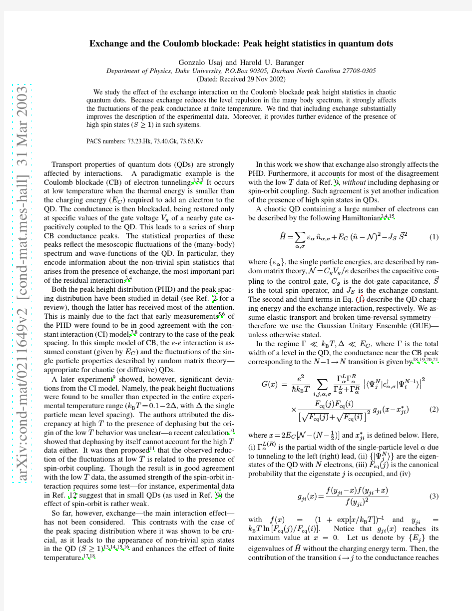 Exchange and the Coulomb blockade Peak height statistics in quantum dots