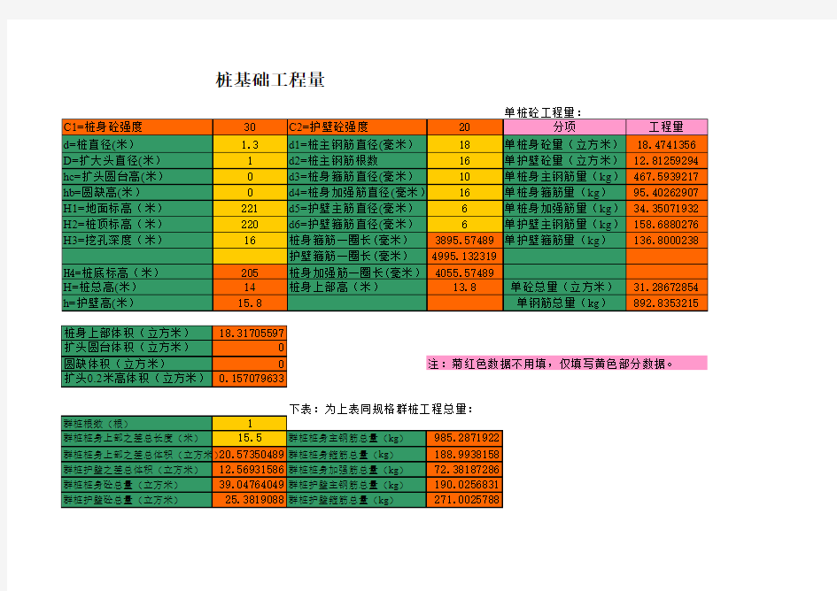 桩基础工程量计算