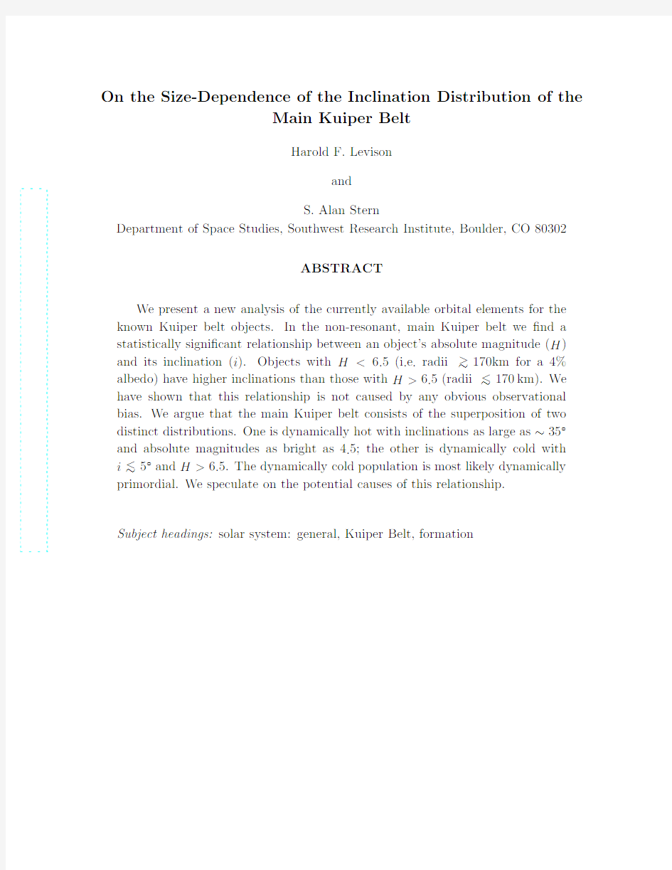 On the Size-Dependence of the Inclination Distribution of the Main Kuiper Belt