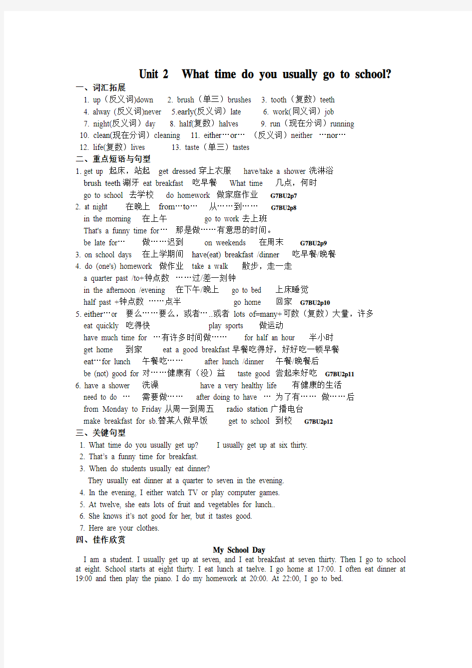 2013人教版七年级英语下册units1-12重点短语和句子及范文[1]