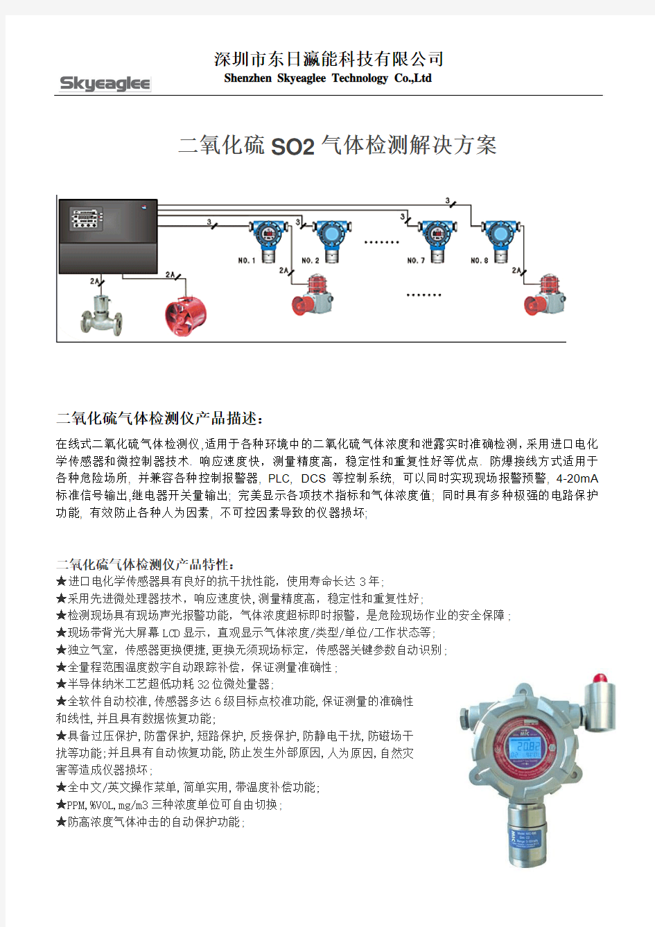 二氧化硫SO2气体检测解决方案