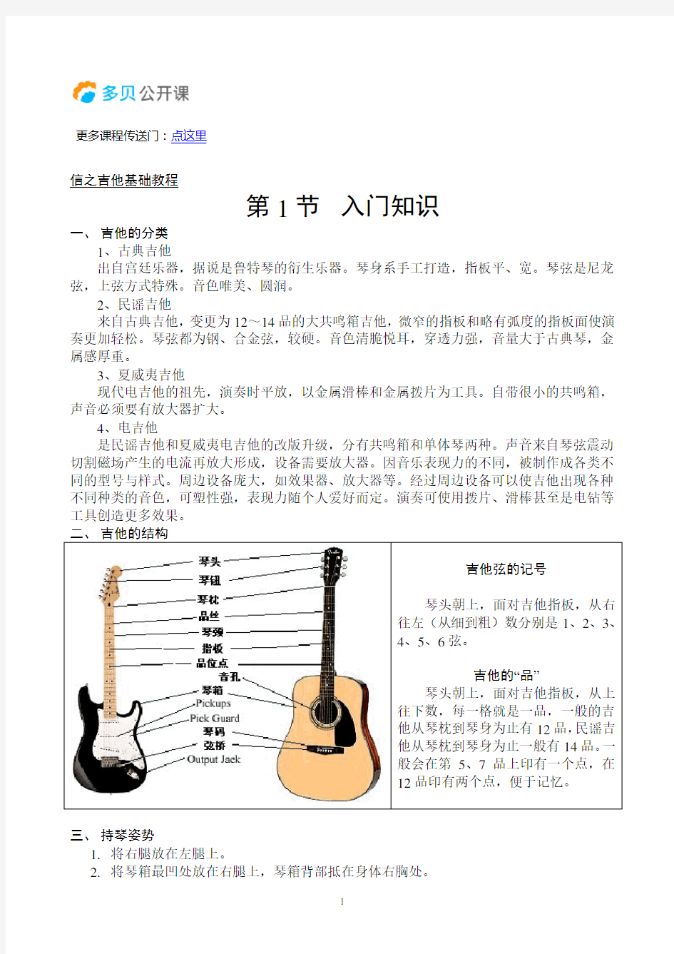 吉他教程初学者入门基础知识