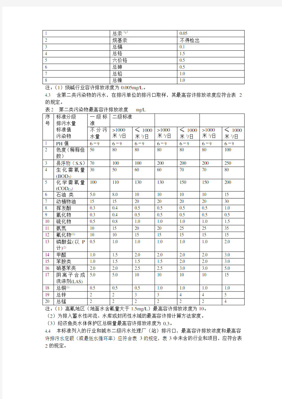 广东省地方标准水污染物排放标准