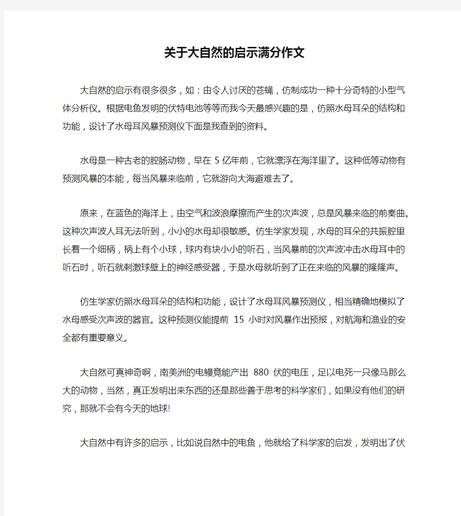 关于大自然的启示满分作文