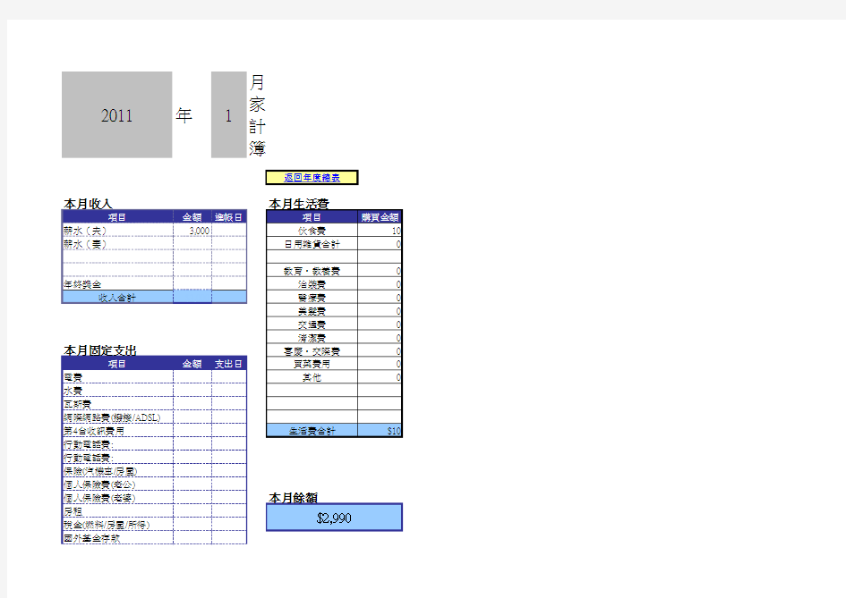 家庭理财记账本Excel 