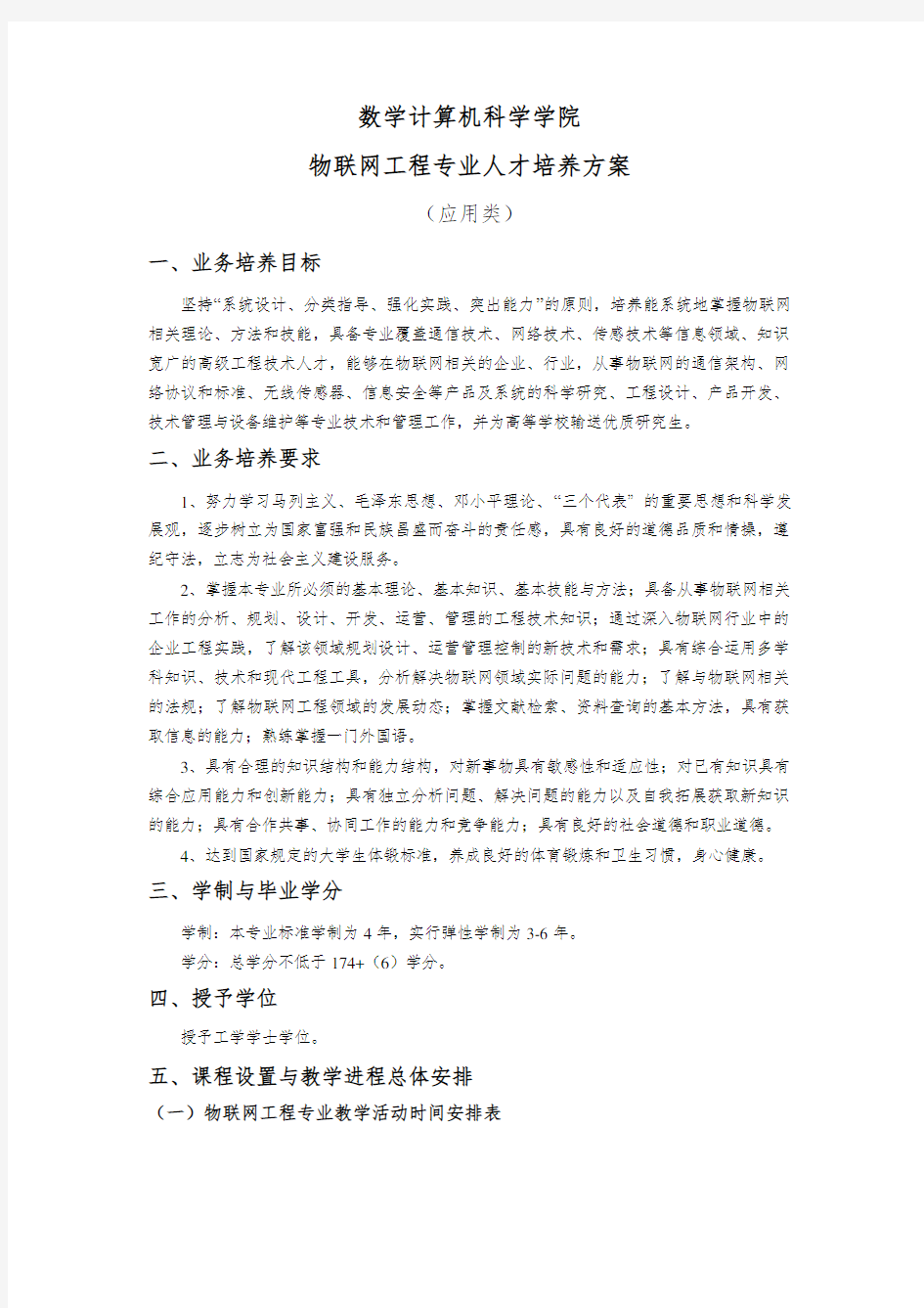 物联网工程专业人才培养方案