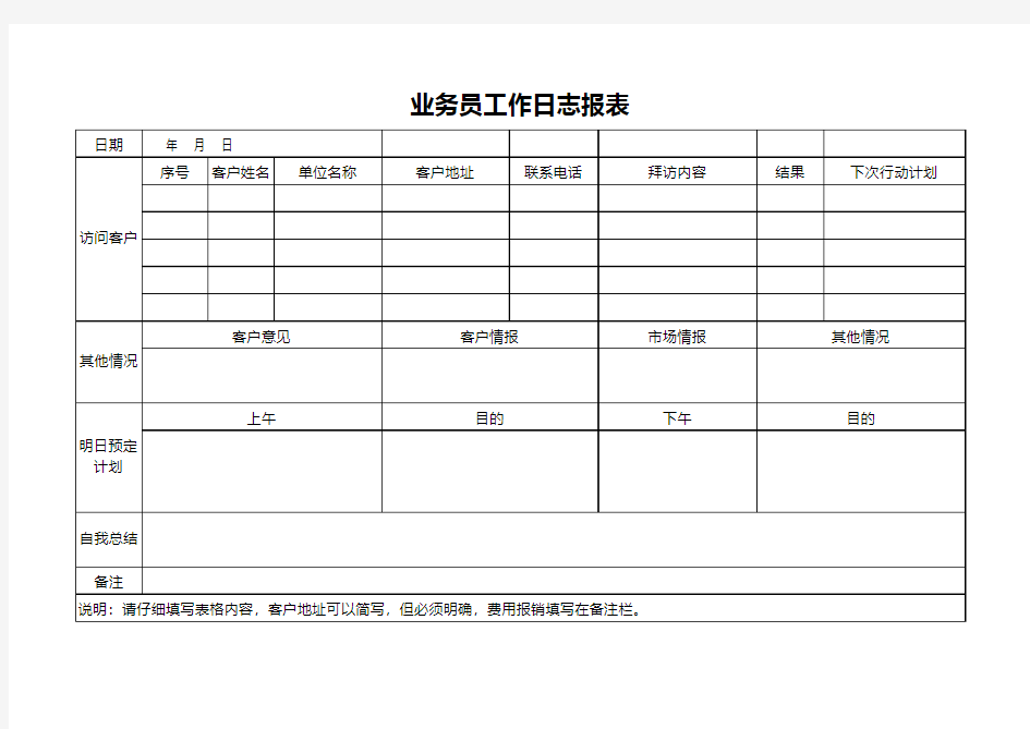 业务员工作日志报表