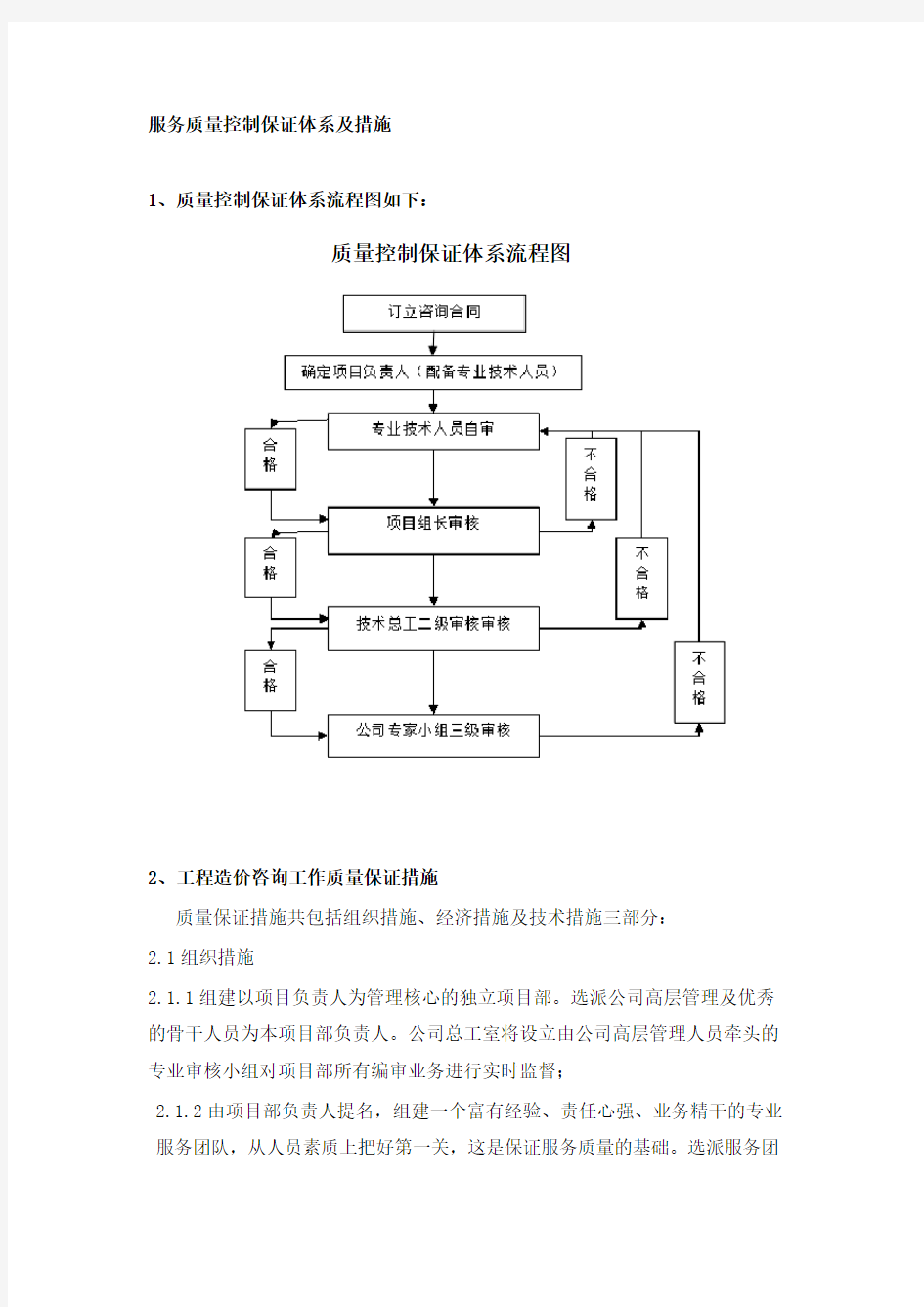 服务质量控制保证体系及措施