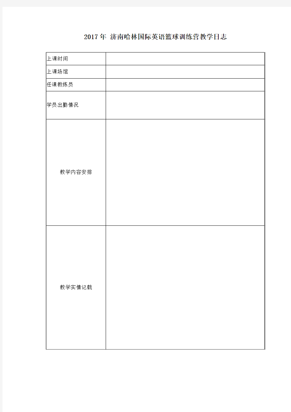 2017年 济南哈林国际英语篮球训练营教学日志