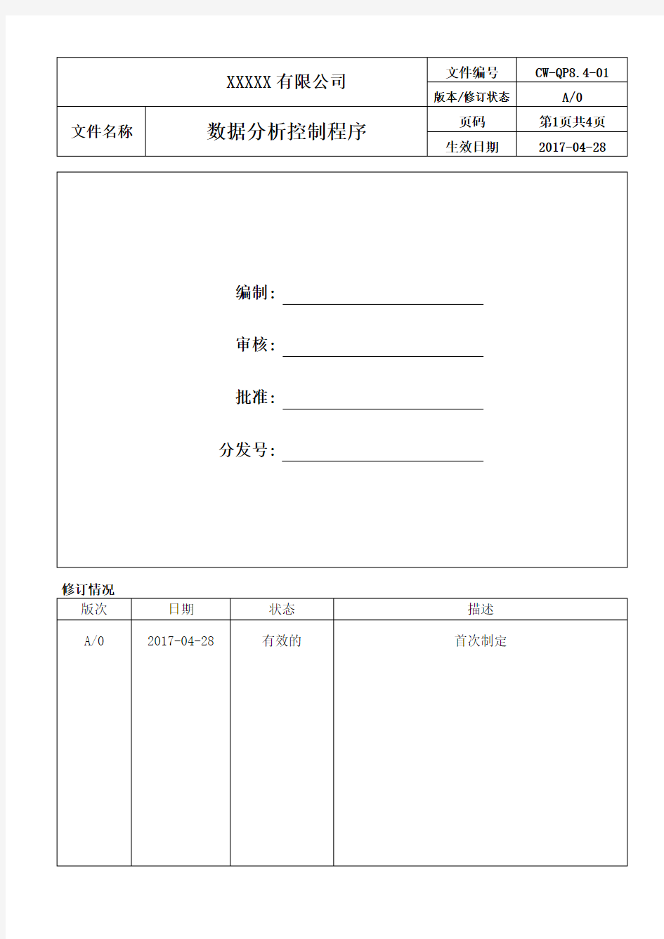 ISO9001：2015数据分析控制程序