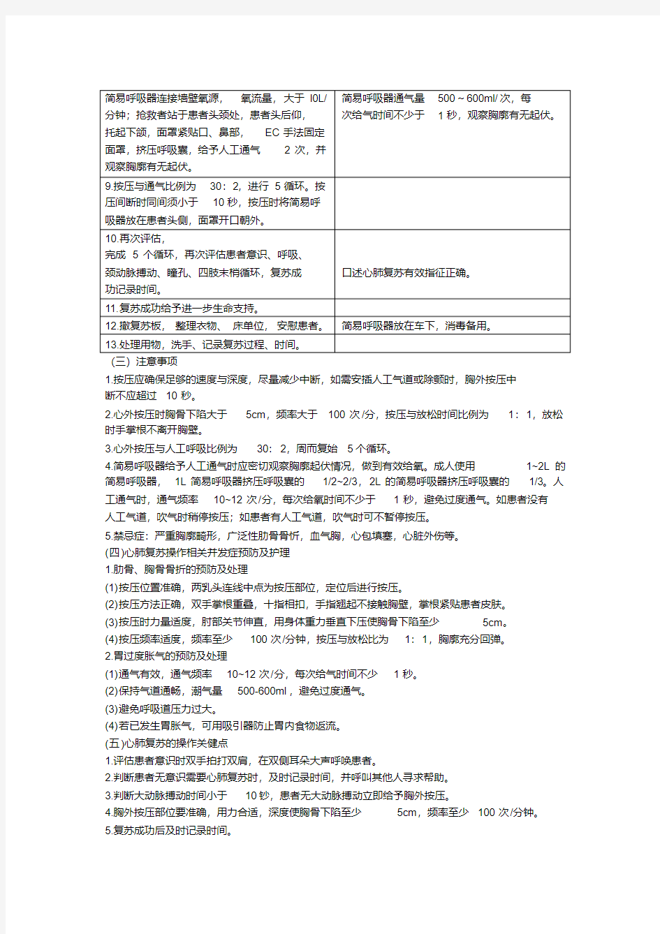 新版心肺复苏技术操作规范及评分标准.pdf