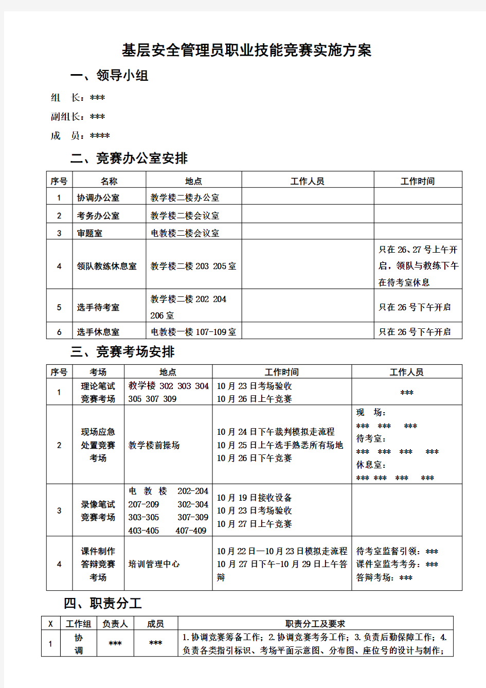 技能大赛(职业技能竞赛)实施方案