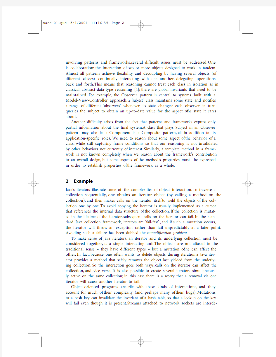 tacs-01.qxd 812001 1116 AM Page 1 Lightweight Analysis of Object Interactions