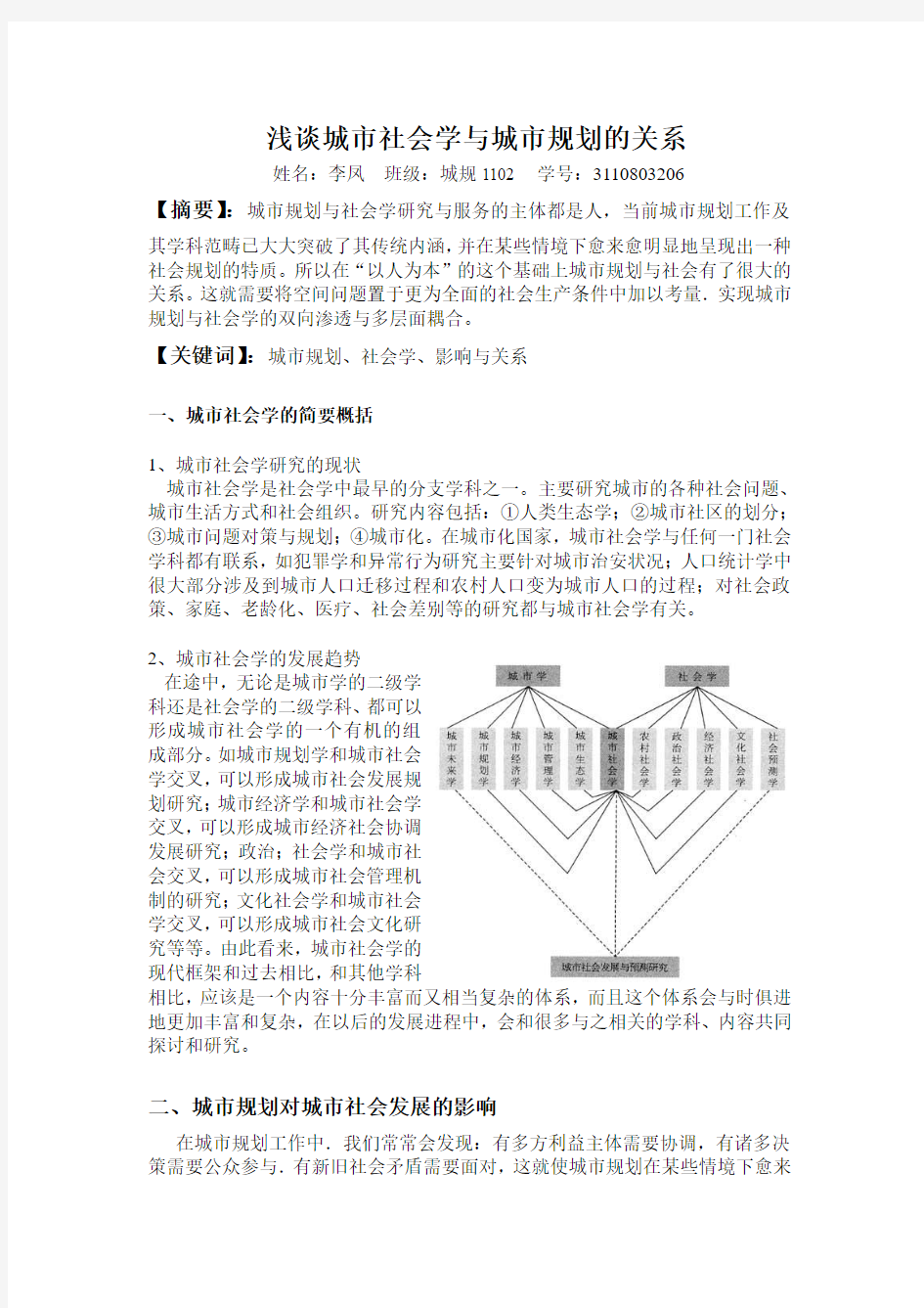 浅谈城市社会学与城市规划的关系