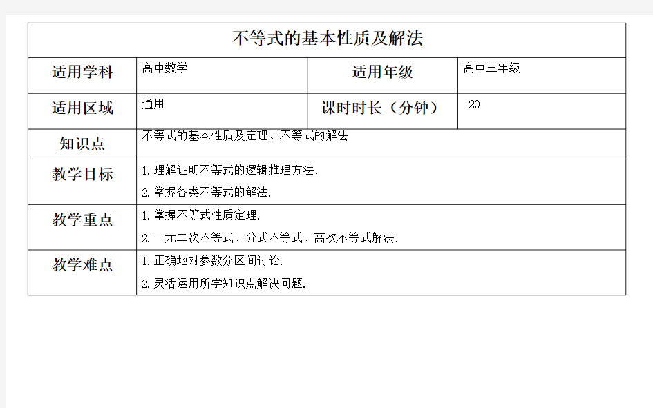 不等式的基本性质及解法