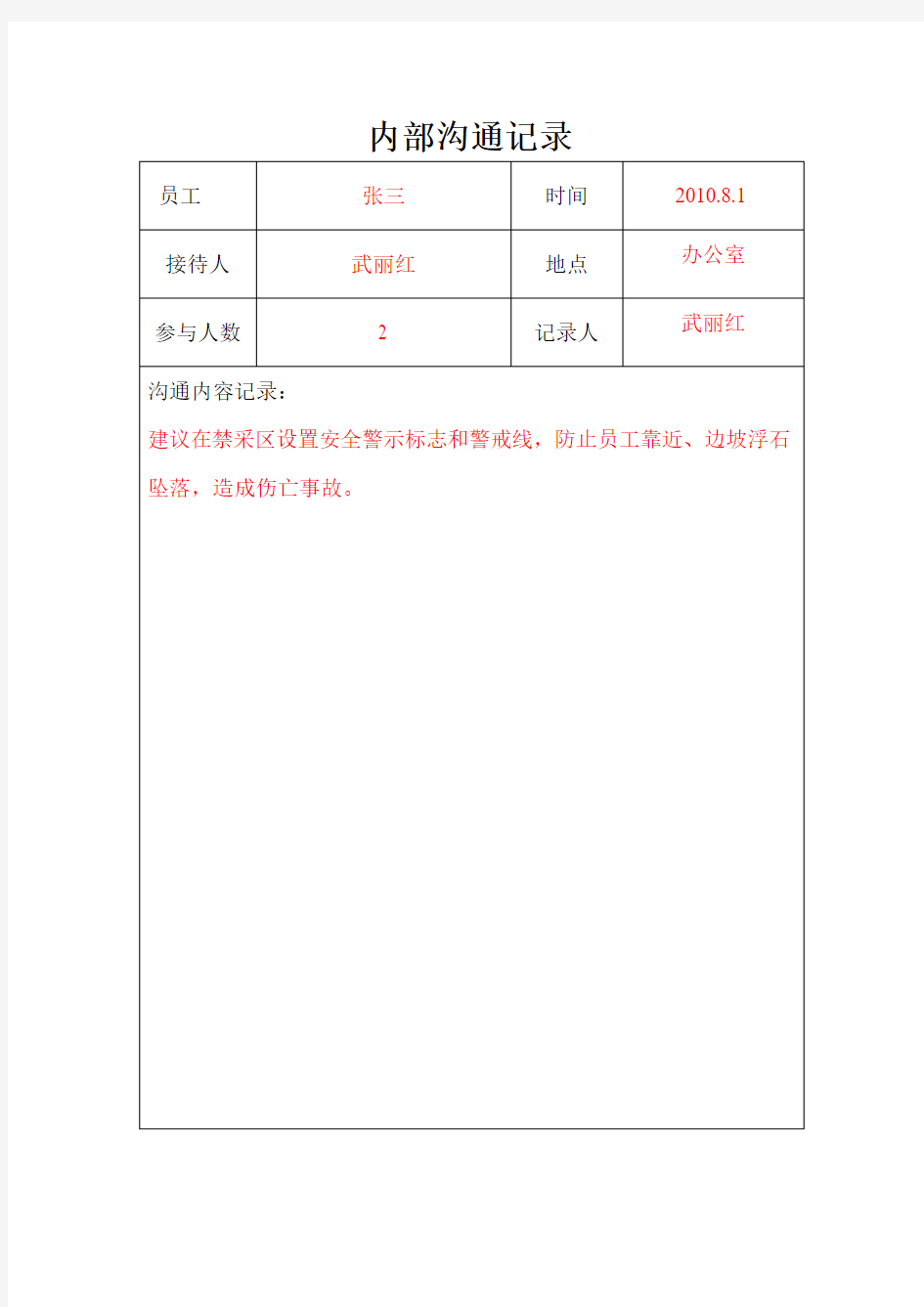 内部沟通记录