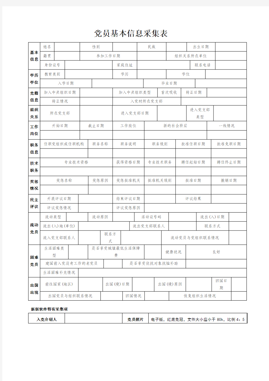 党员基本信息采集表