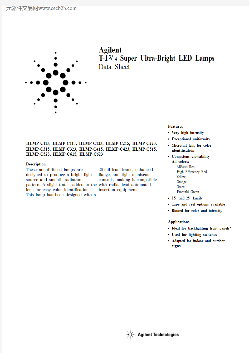 HLMP-C617-P0000中文资料