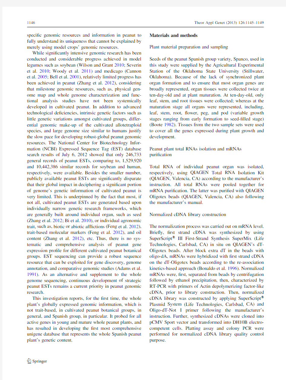 De novo next-generation sequencing, assembling and annotation of Arachis hypogaea L. Spanish