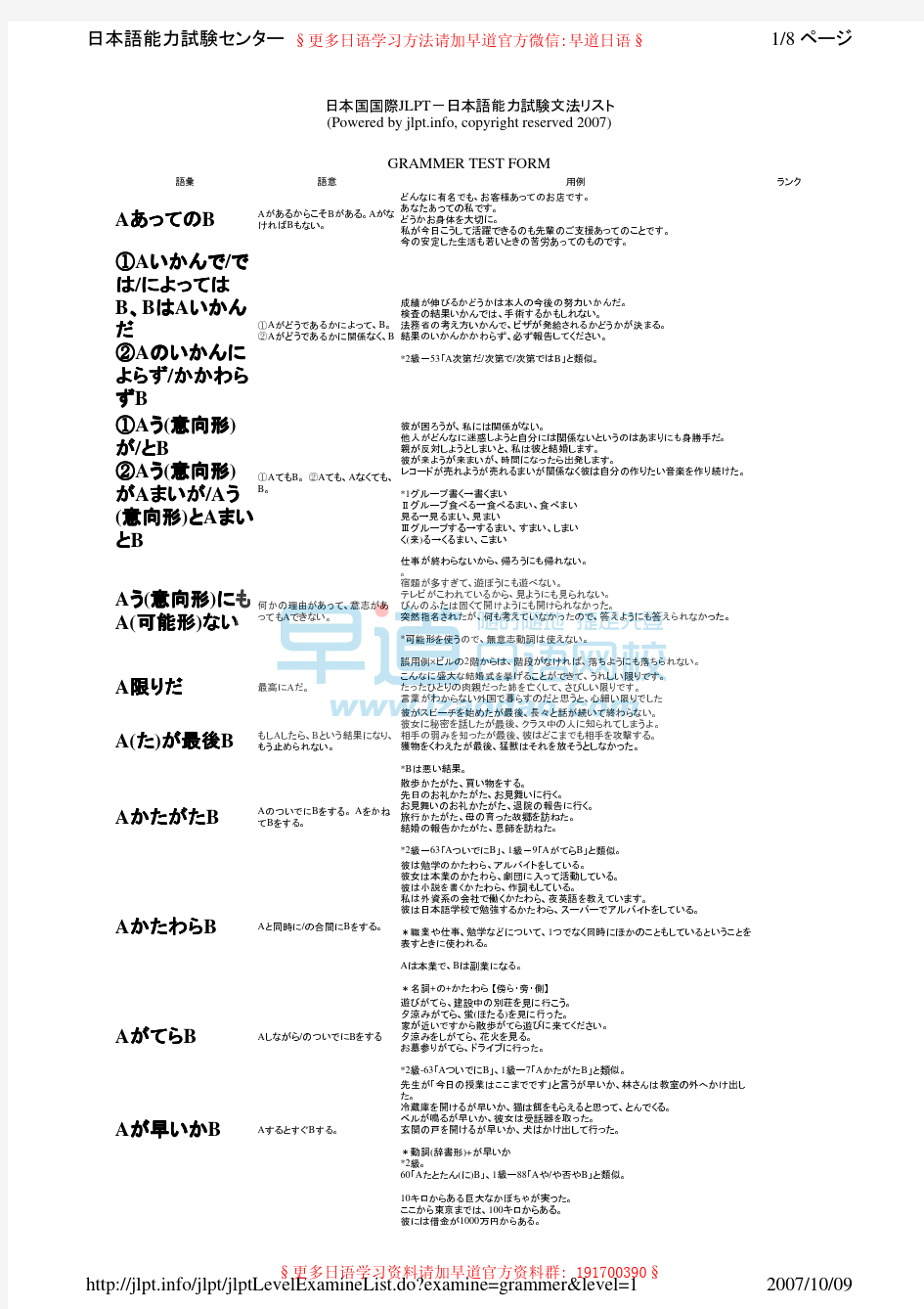 日语一级语法总览(日语能力考试中心官方资料)(推荐)
