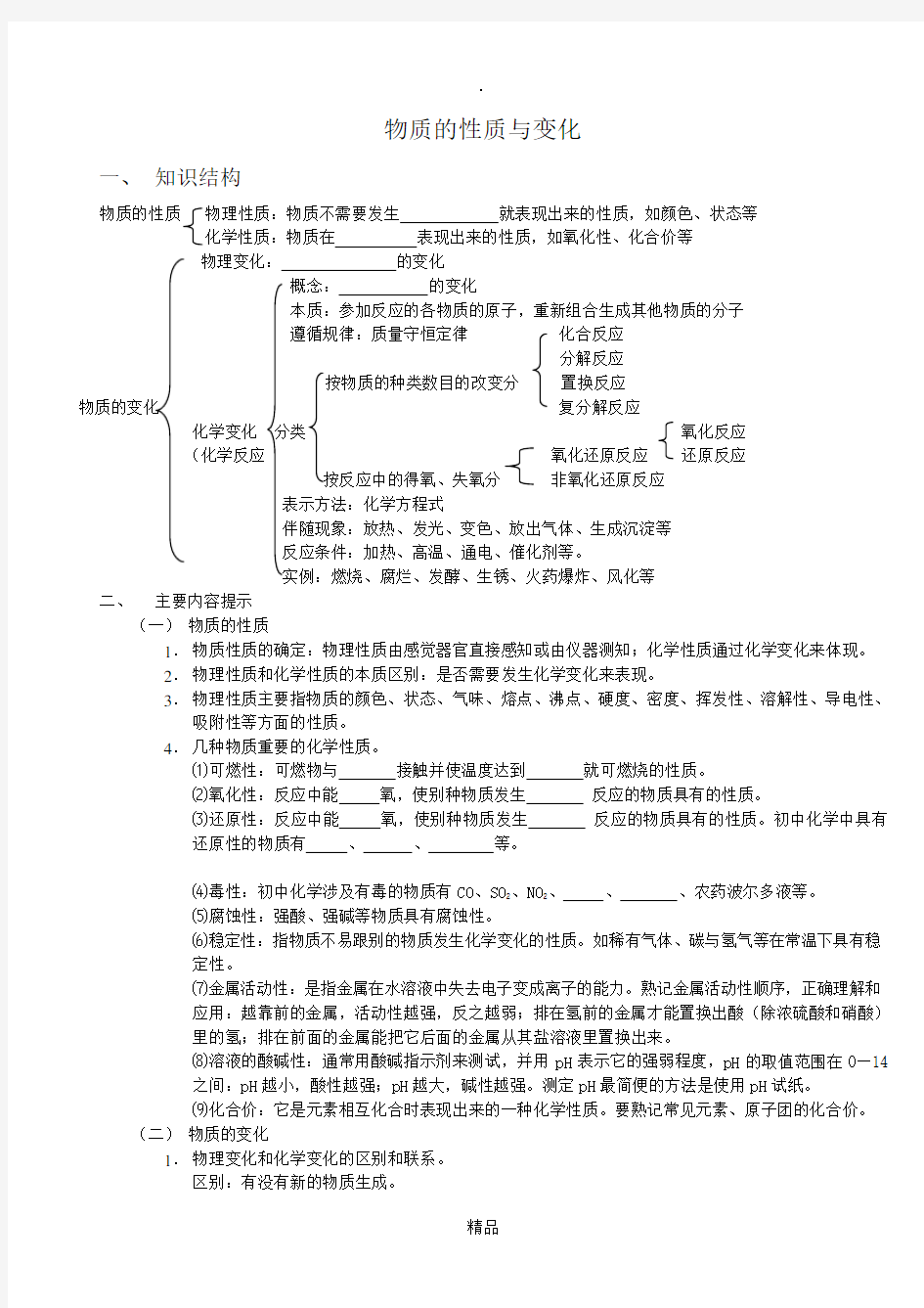 物质的性质与变化