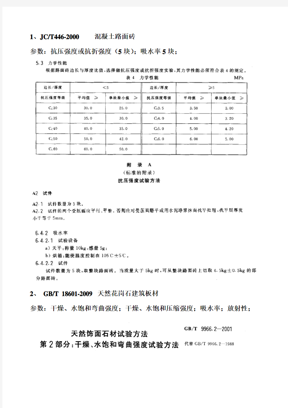 常用建筑材料送检数量与主要检测参数