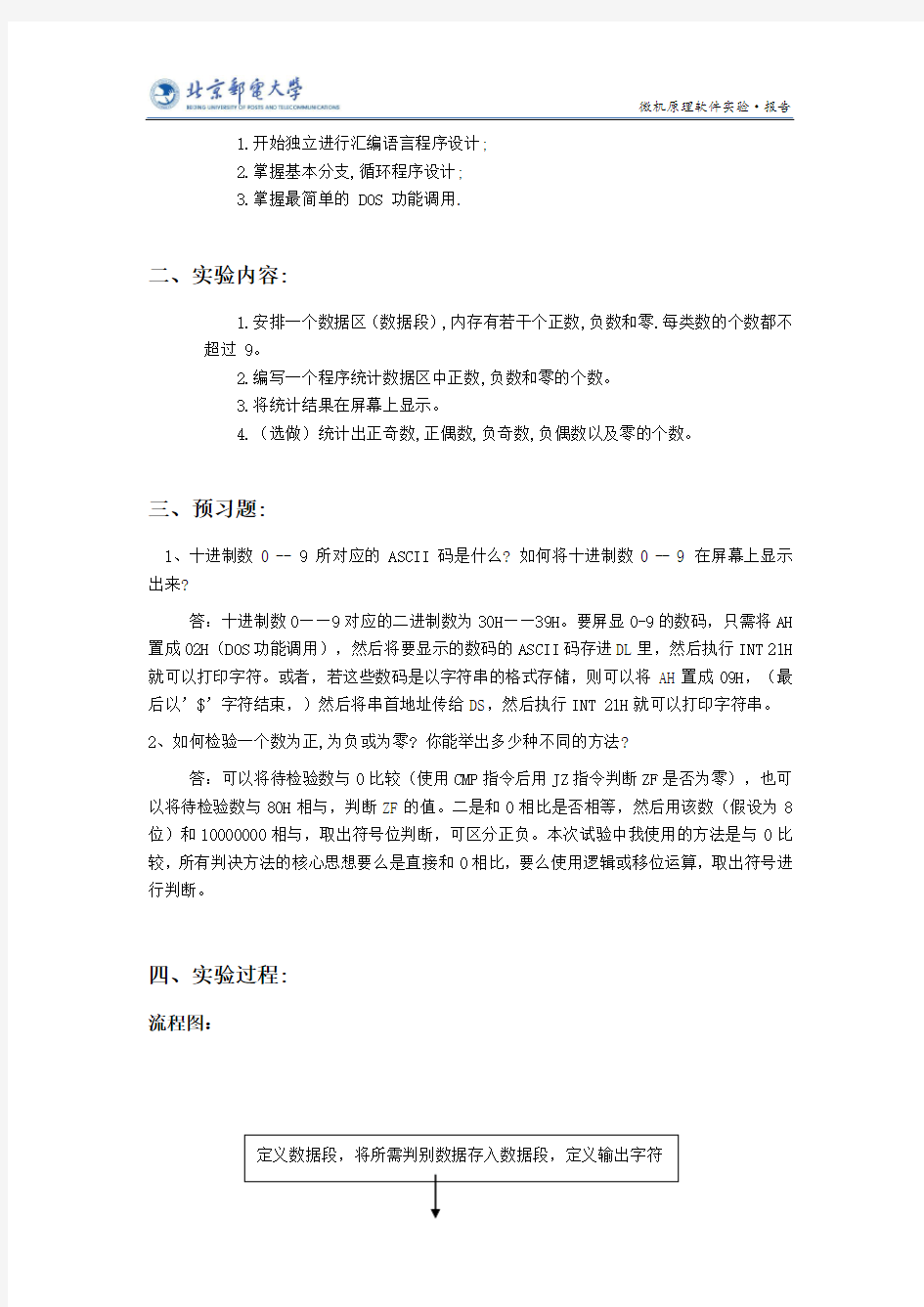 北京邮电大学微机原理与接口技术软件件实验报告