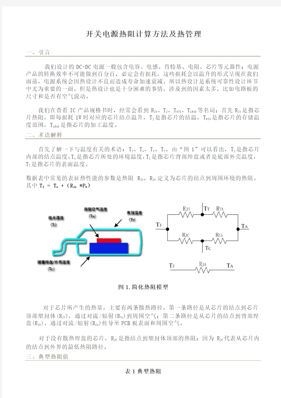 开关电源热阻计算方法及热管理