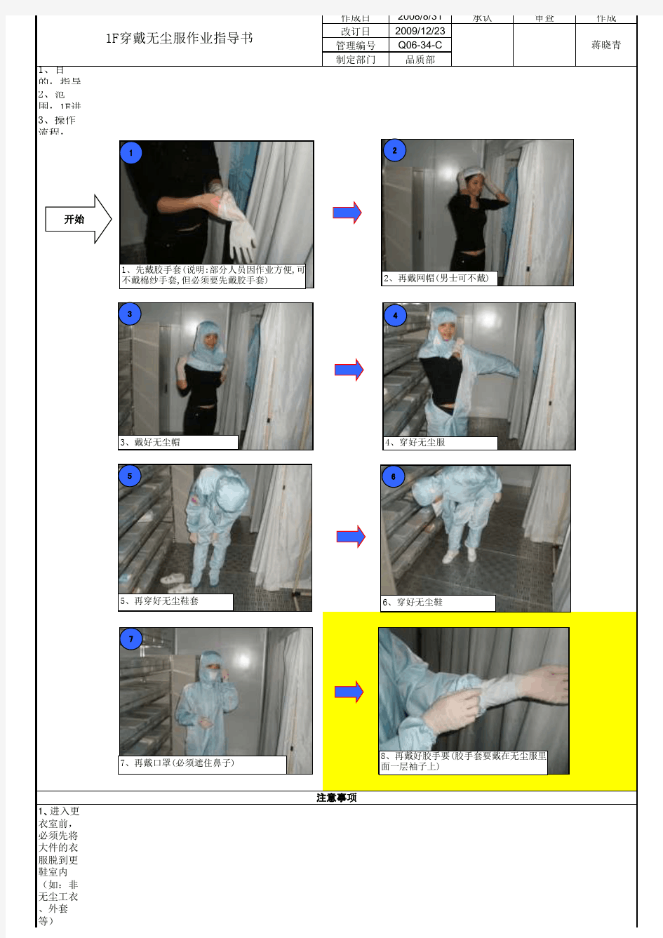穿戴无尘服作业指导书