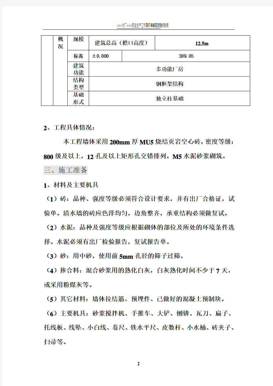 砌体工程专项施工方案30994