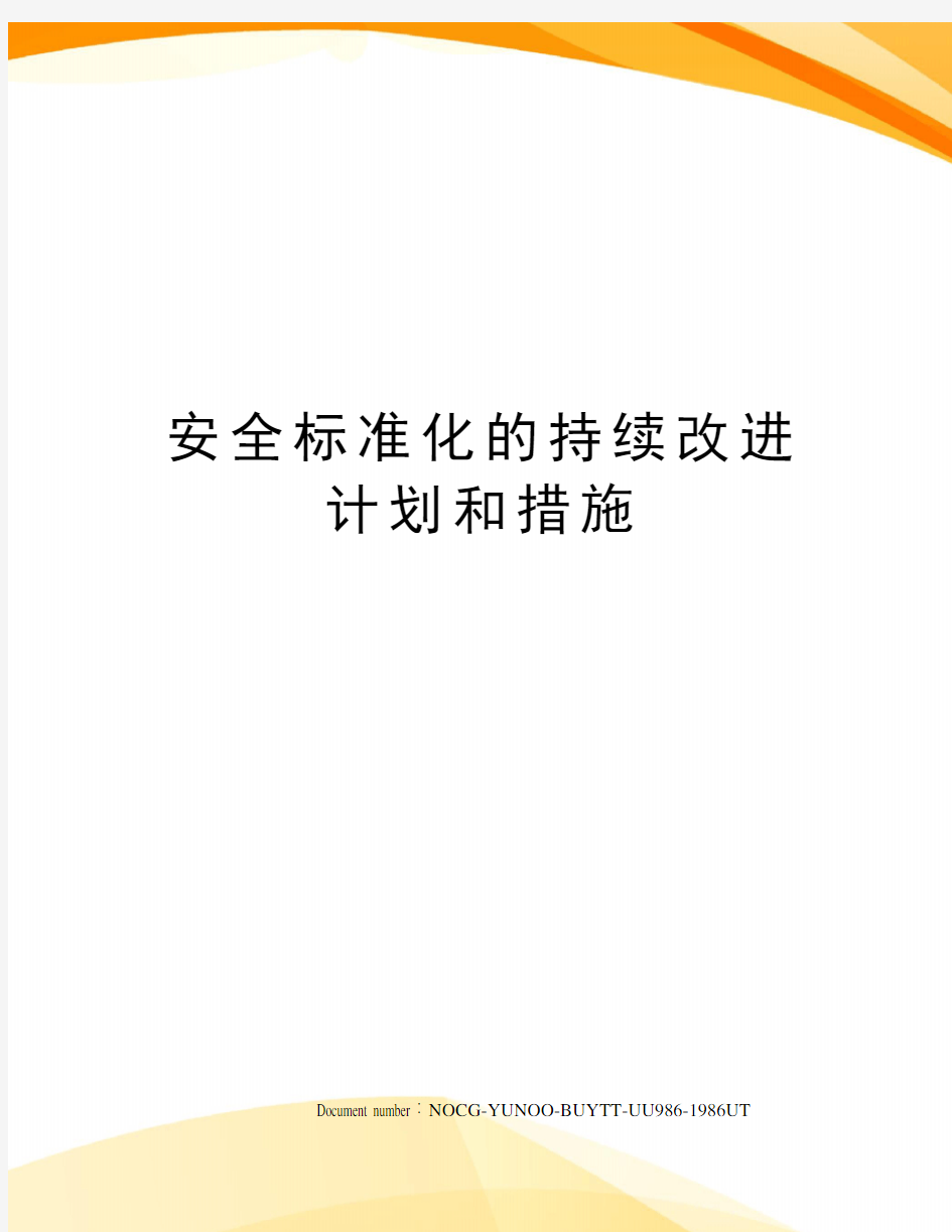 安全标准化的持续改进计划和措施