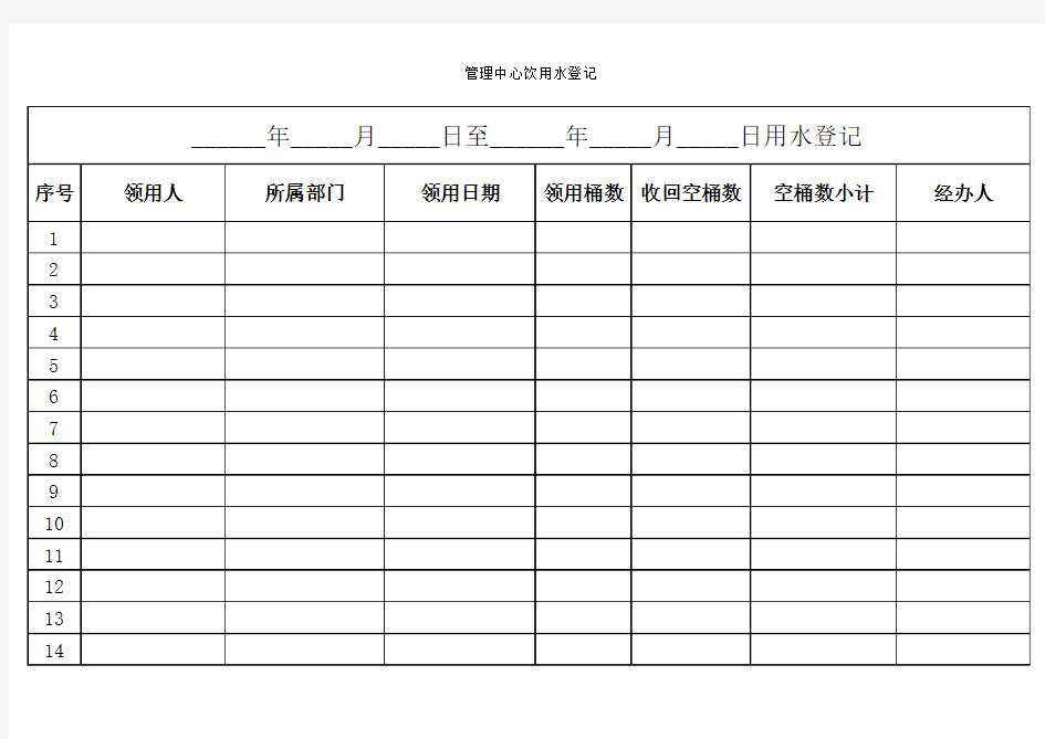 饮用水登记表