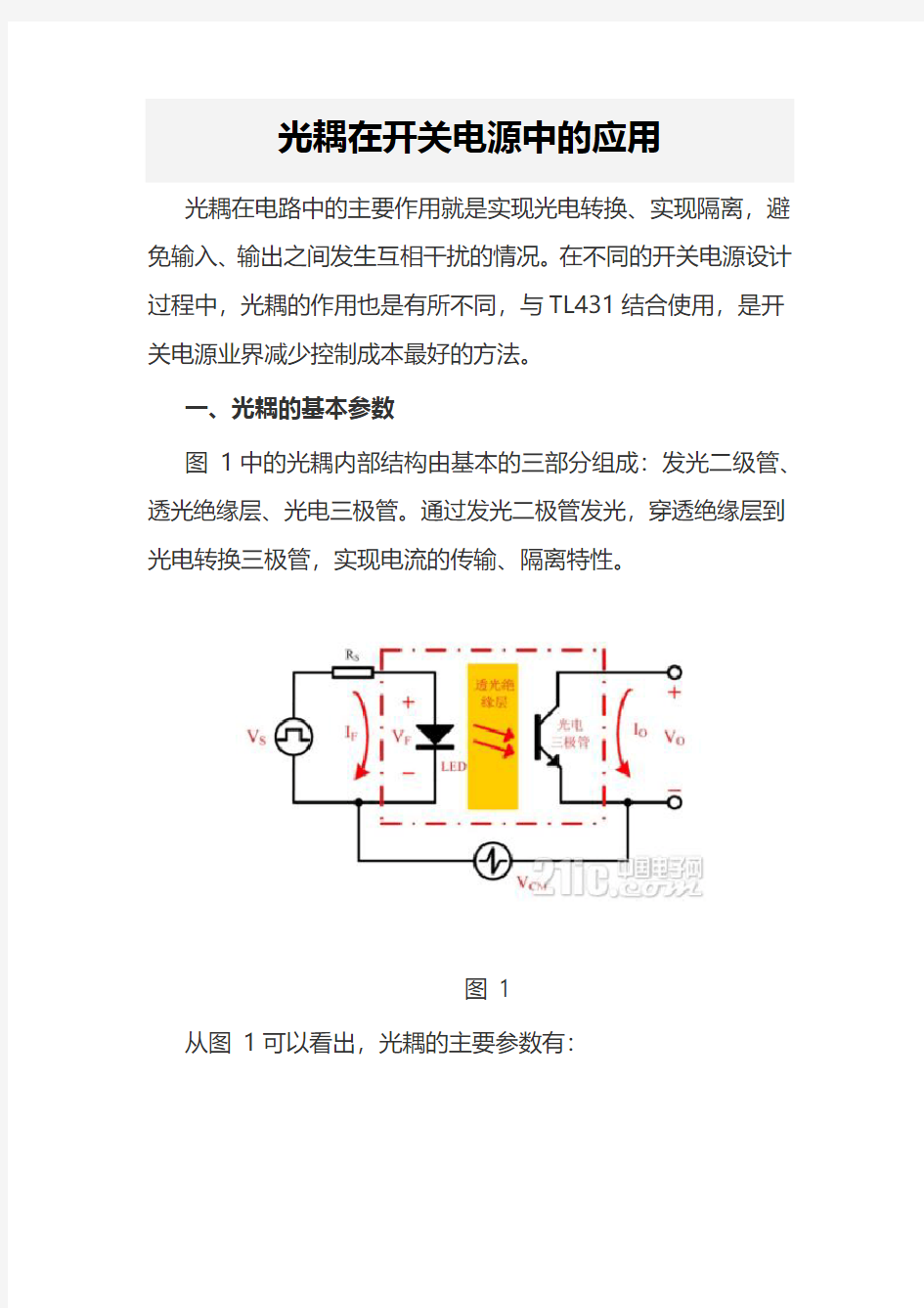 光耦在开关电源中的应用