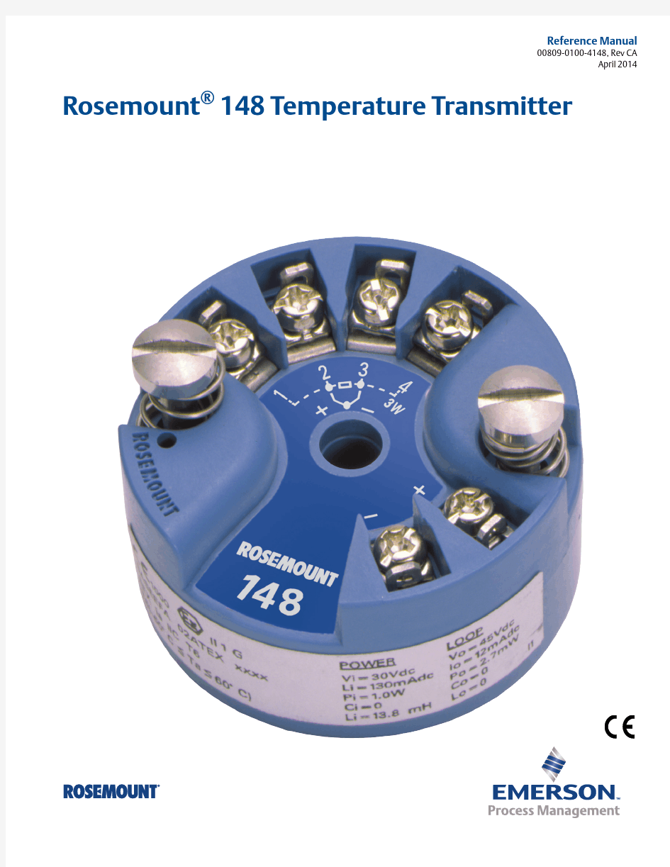Rosemount 148 TT罗斯蒙特148型温度变送器使用手册 (英文版)
