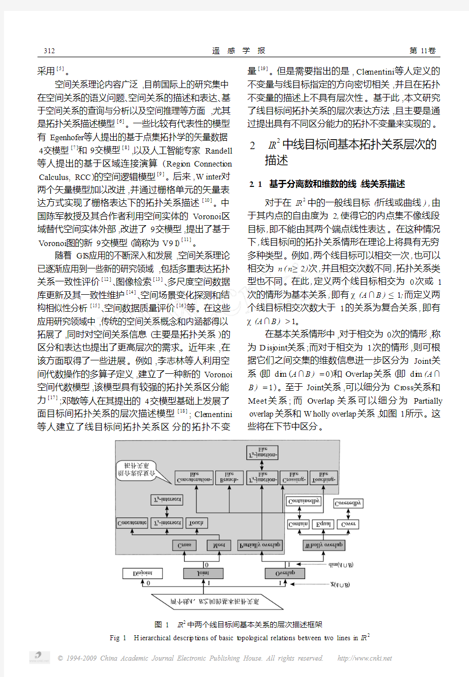 GIS线目标间拓扑关系描述的层次方法