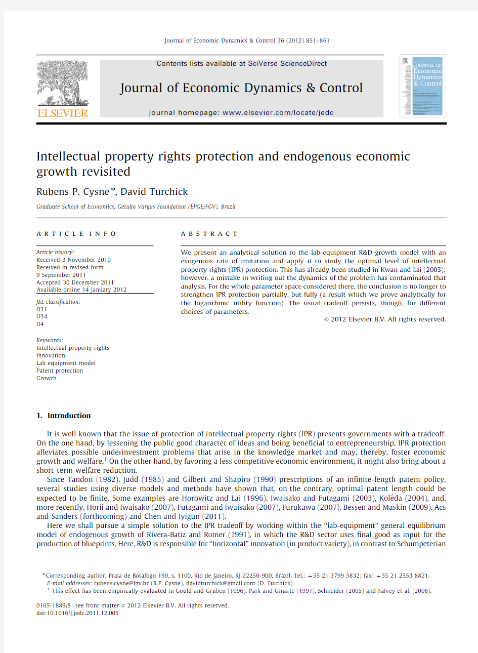 Intellectual property rights protection and endogenous economic growth revisited
