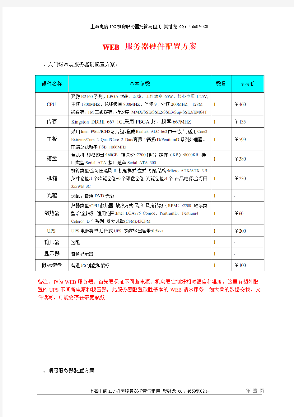 服务器硬件配置和服务器安全配置信息(全能)