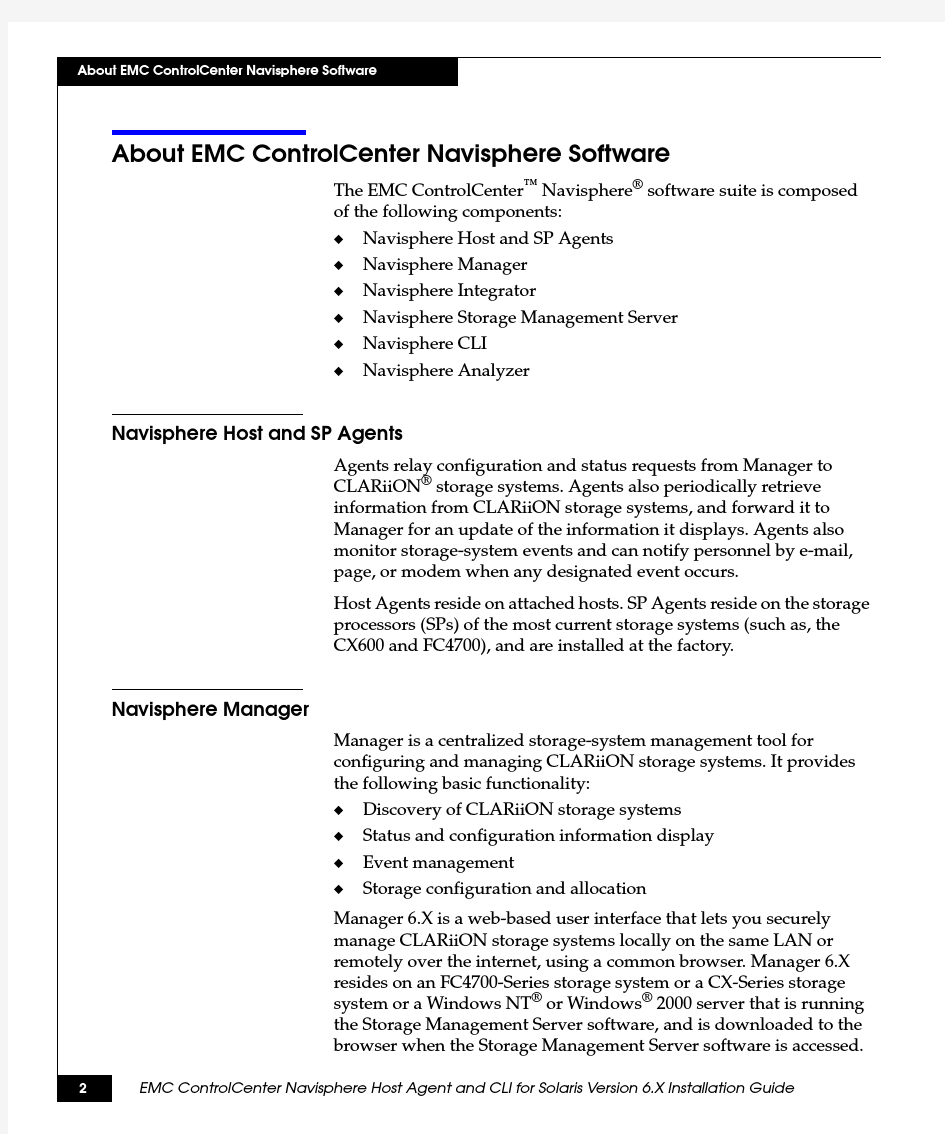 EMC ControlCenter_Navisphere_Host_Agent_and_CLI_for_Solaris_Installation_Guide