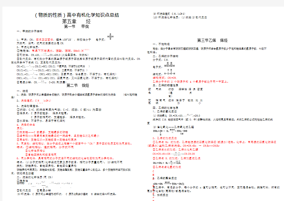 (物质的性质)高中有机化学知识点总结(最新整理)