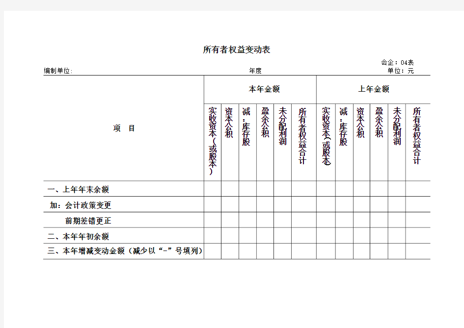 所有者权益(股东权益)变动表费下载62183131