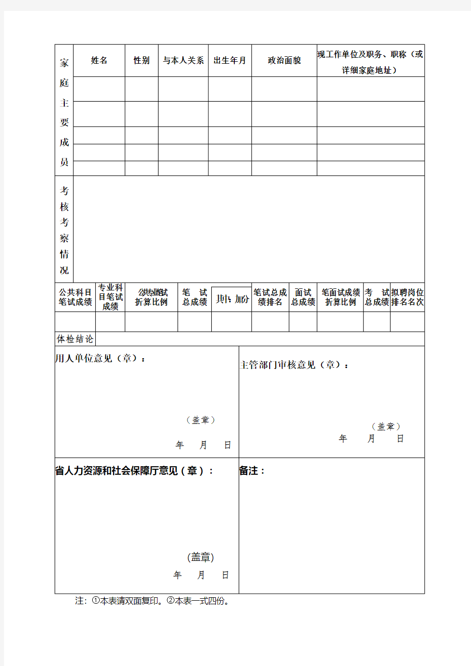 四川省省属事业单位公开招聘工作人员登记表