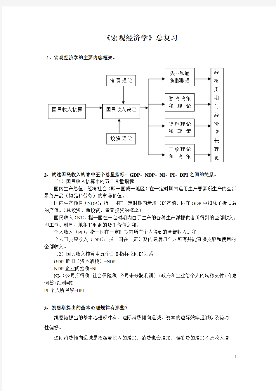 (完整word版)《宏观经济学》期末总复习