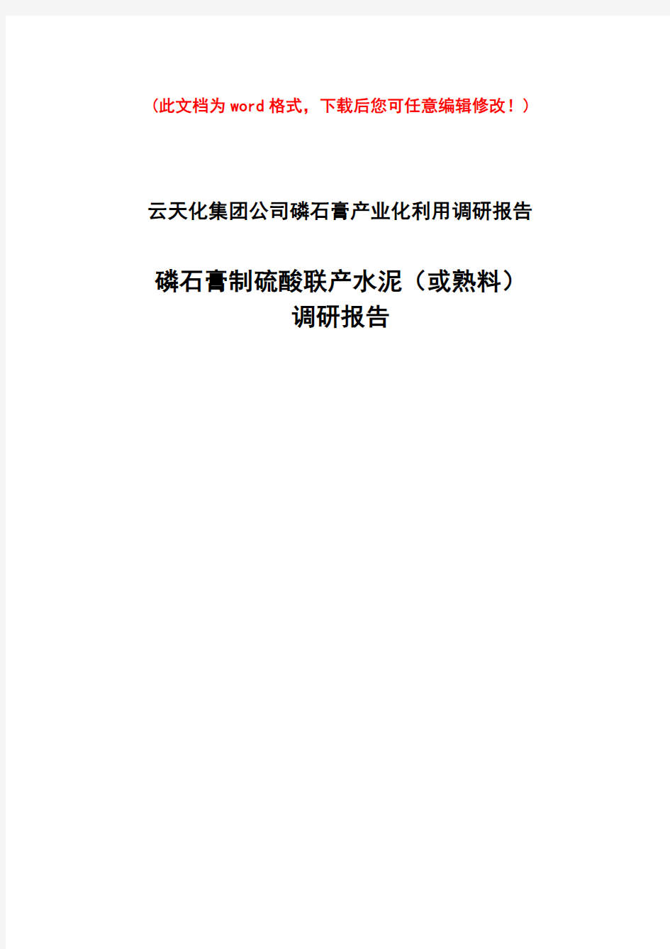 【精品】磷石膏制硫酸联产水泥(或熟料)可研报告40定41