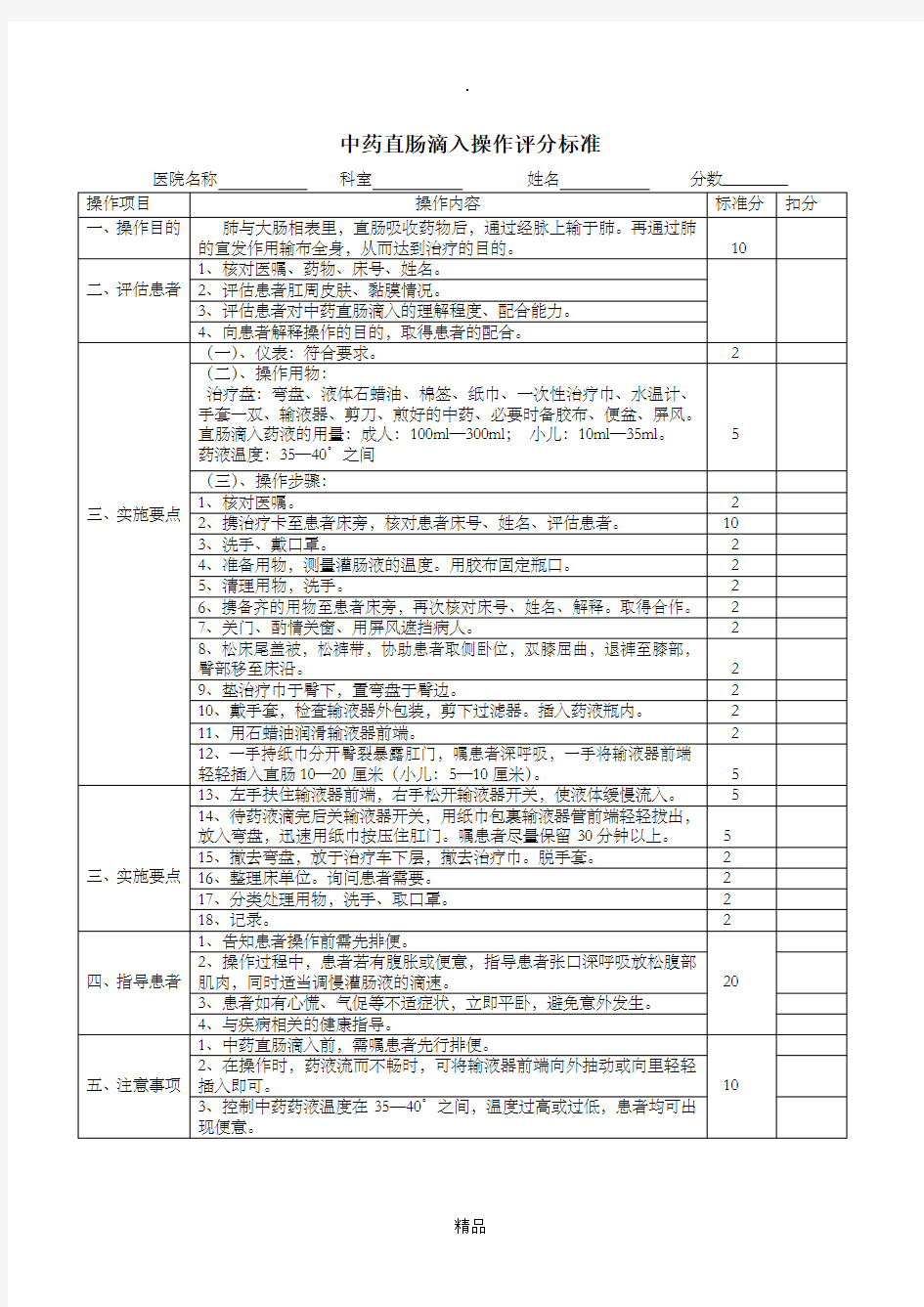 中药直肠滴入的操作流程