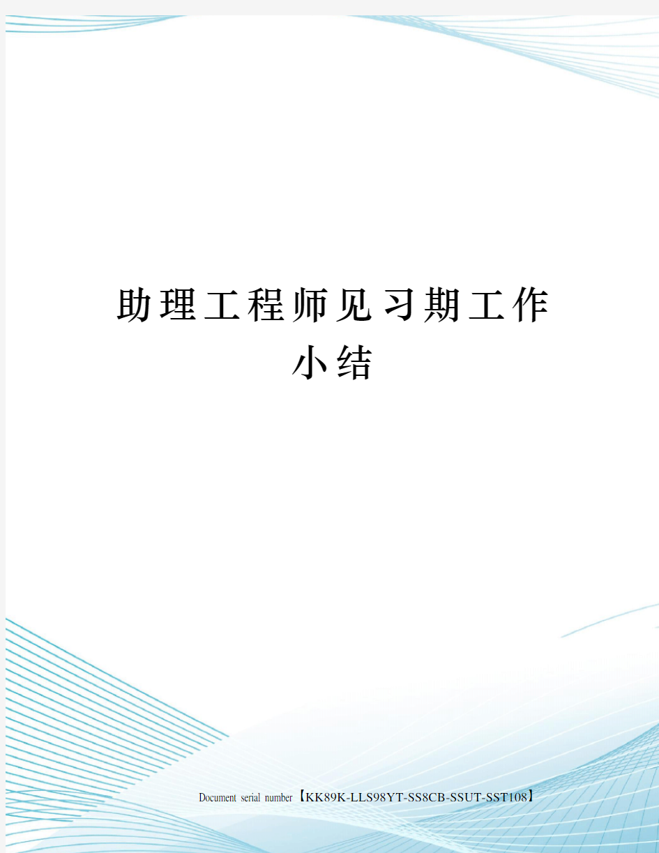 助理工程师见习期工作小结