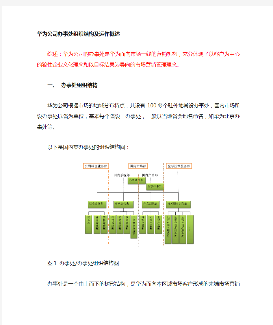 华为国内办事处组织结构及运作概述